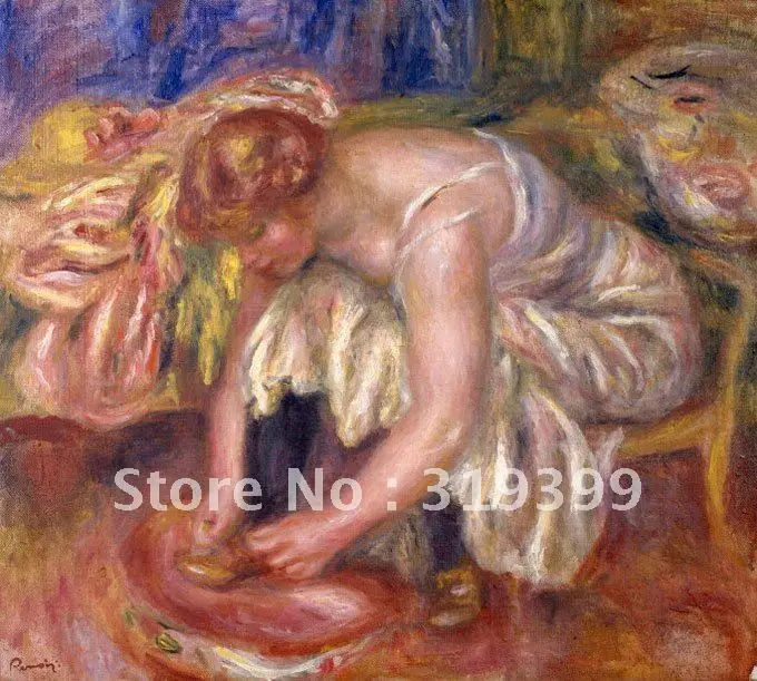 

Oil Painting Reproduction on linen canvas,woman tying her shoelace by pierre auguste renoir,Free DHL Shipping,handmade