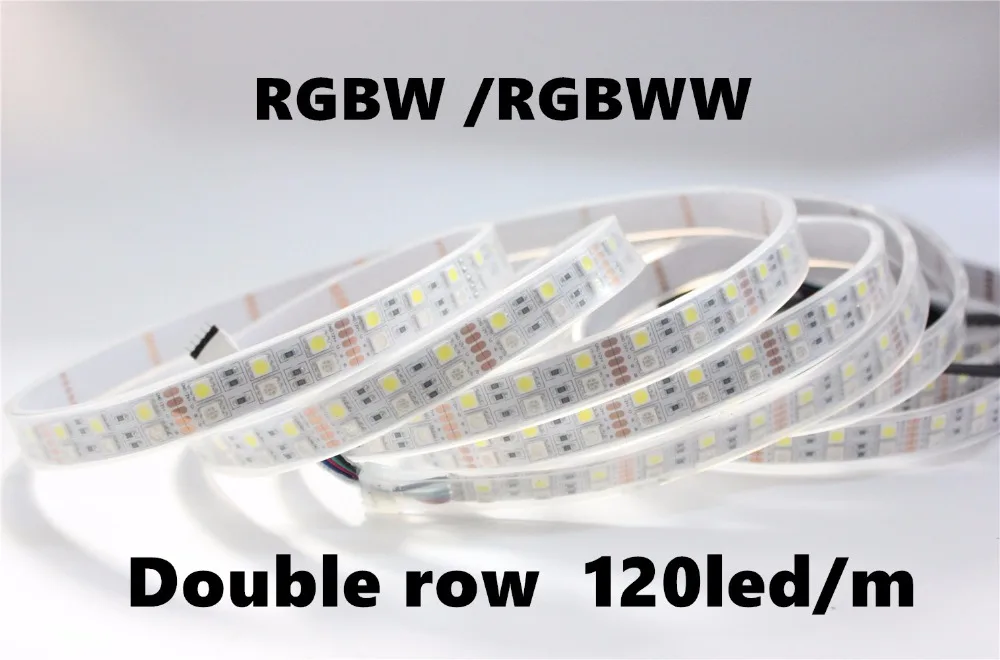 

5M Double Row IP20/IP67 waterproof 5050 SMD RGBW(RGB+white) RGBWW(RGB+Warm White) Flexible LED Strips DC12V 5M 120led/M 600LEDs