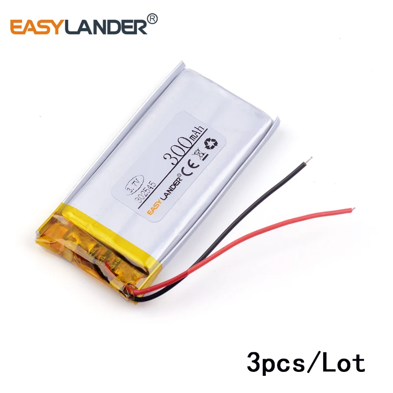 3ชิ้น/ล็อต3.7V 302545 300mAh แบตเตอรี่ลิเธียม Li-ion สำหรับ MP3ลำโพงบลูทูธ