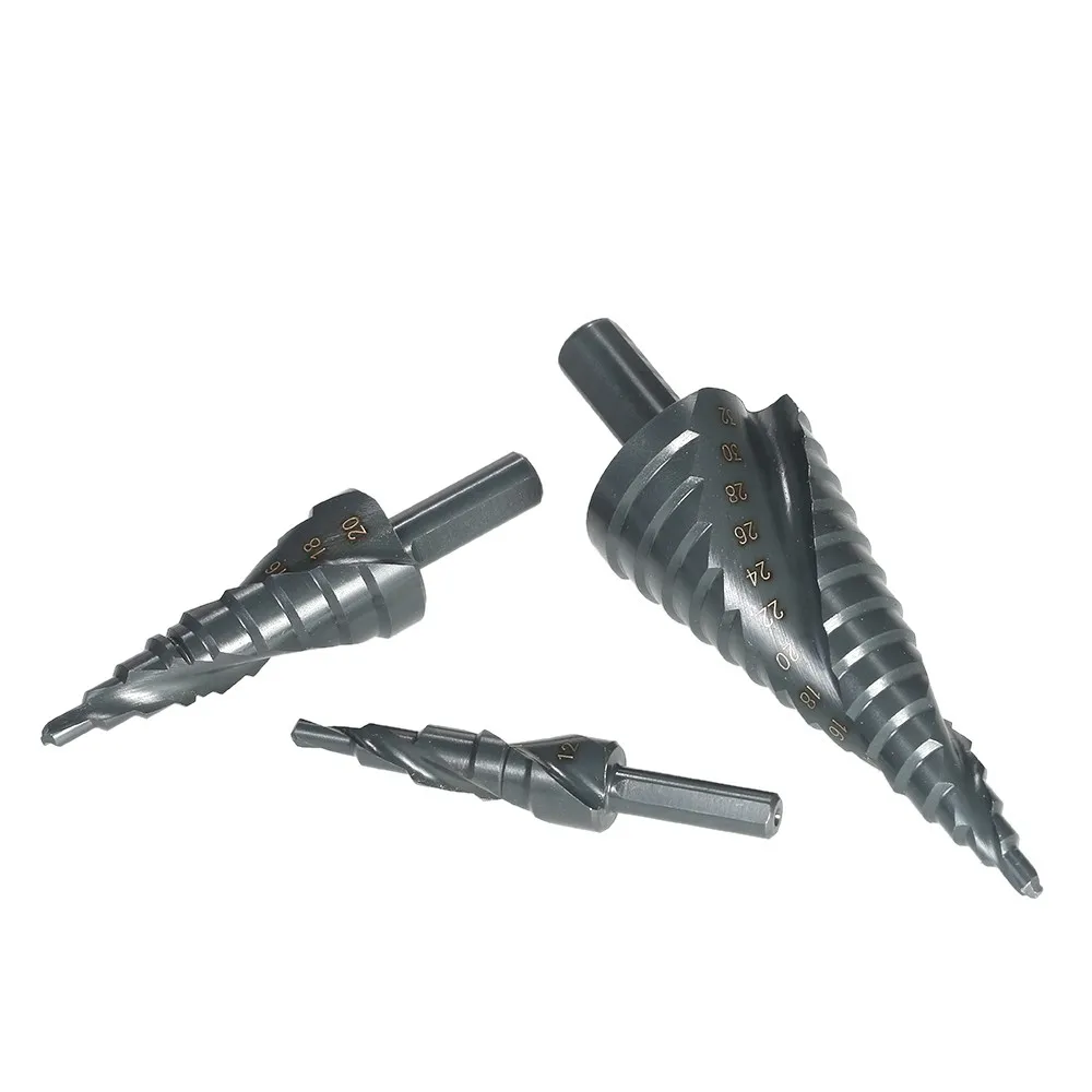 WENXING 3pcs HSS Acciaio di Titanio Passo Punta Del Trapano 4-12mm 4-20mm 4-32mm passo Cono Strumenti di Lavorazione Del Legno Legno Cutt Metallo Punta Del Trapano Set