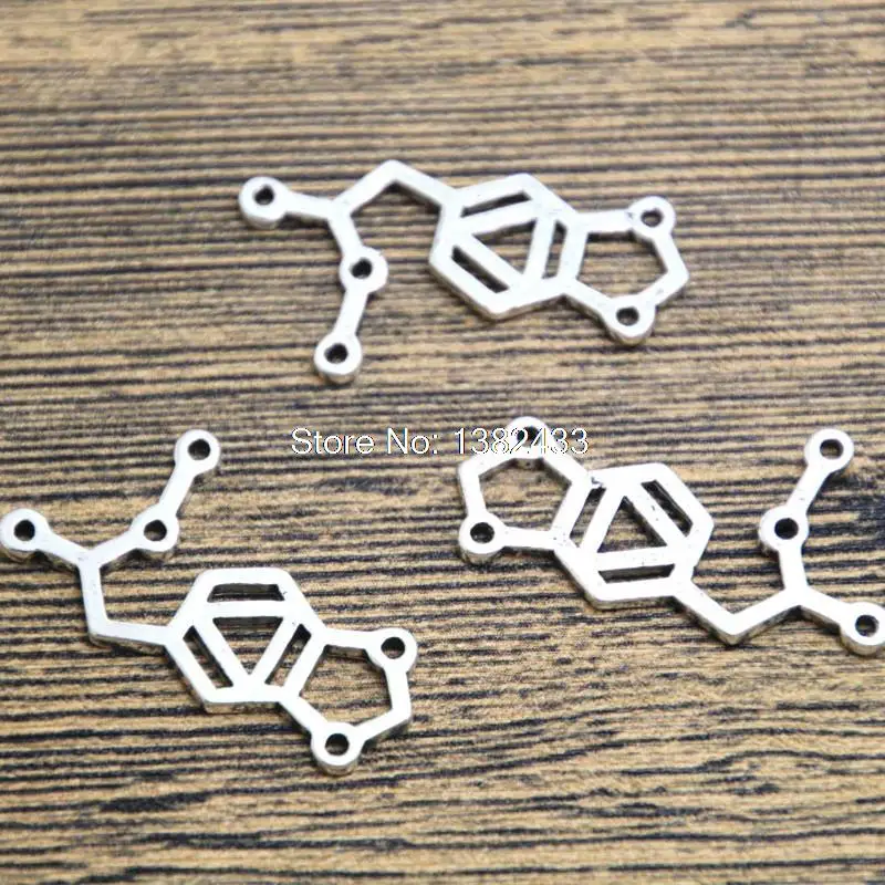 15pcs MDMA Molecule Charms Antique Silver MDMA Molecule charm Pendant 17x31mm