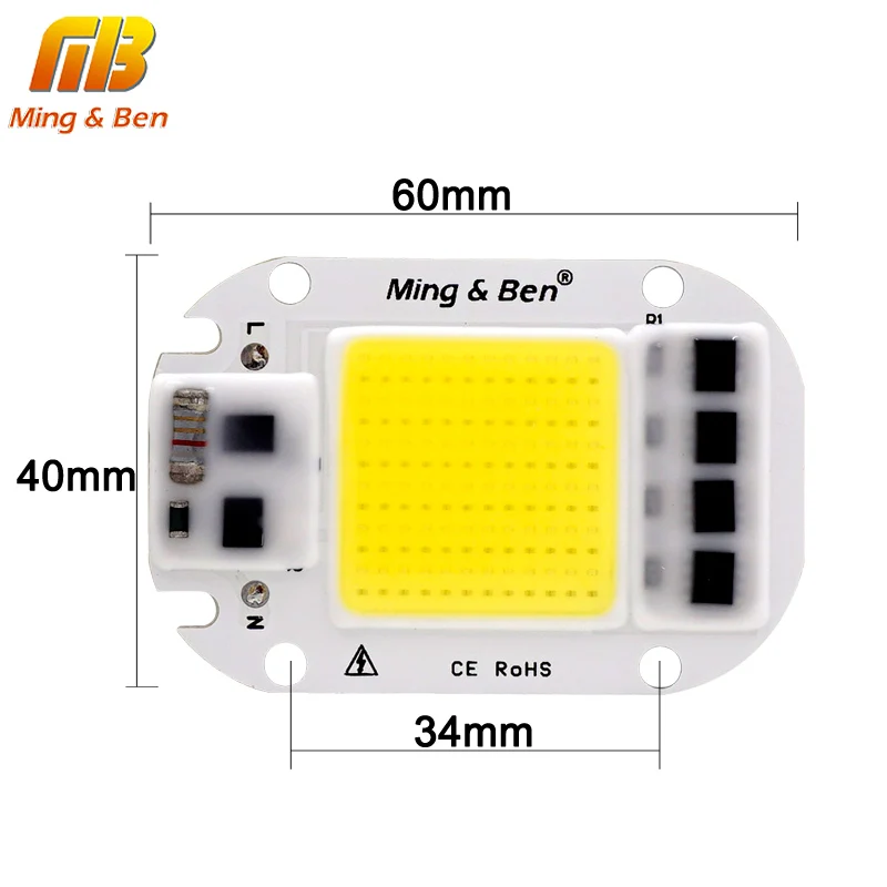 Bộ 2 Đèn LED Âm Trần COB Bóng Đèn Chip 20W 30W 50W Thông Minh IC 110V 230V Chip LED cho DIY Đèn LED Trắng Ngày Lạnh Trắng Ấm Trắng Hạt LED