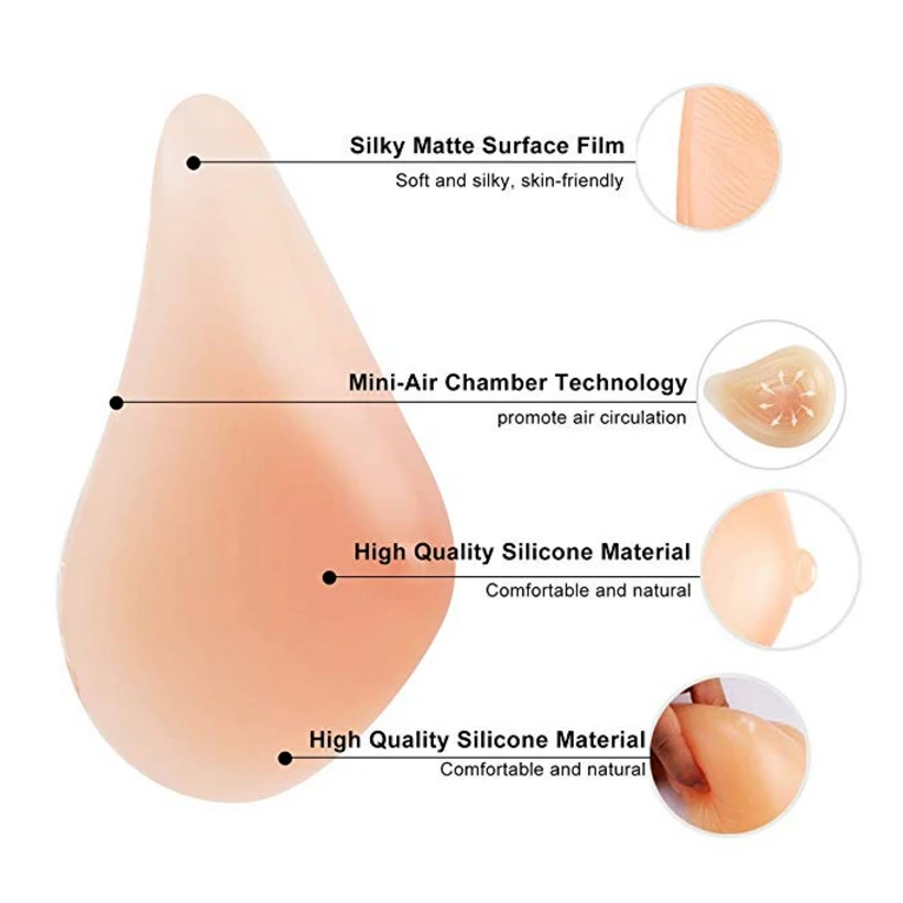 Silicone Breast Form Supports Artificial Spiral Silicone Chest Fake False Breast Prosthesis 150g-500g Super Soft Sponge Pad D30