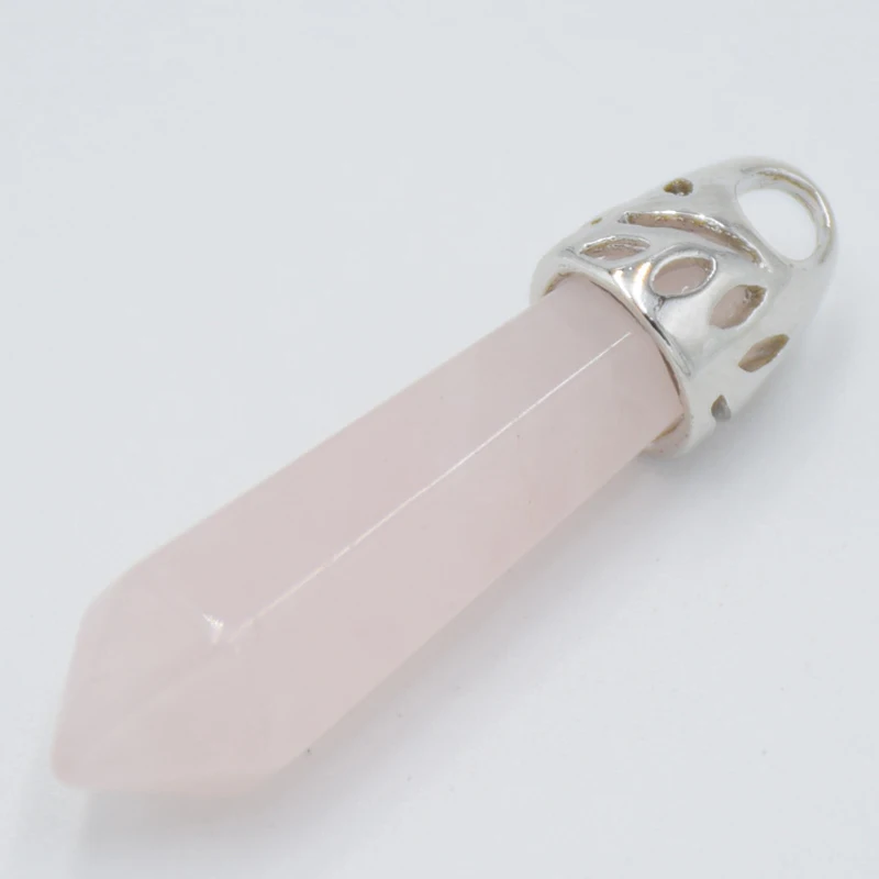 Mix-Stone Natural Pink Crystal lapis lazuli Black Onyx Hexagon Column Faceted Bead Charm Necklace Pendant  Jewelry Accessories