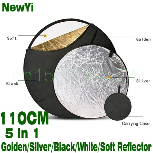 110cm cm 5in1 Collapsible Portable Light Diffuser Round Photo Studio Reflector DISC Multi Color Studio Photography Reflector