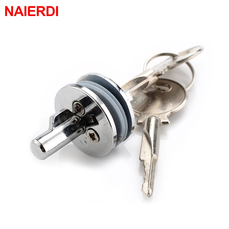 

10PCS NAIERDI-501 Glass Lock Zinc Alloy Showcase Push Glass Display Cabinet Door Cylinder Lock Sliding Glass Push Door Hardware