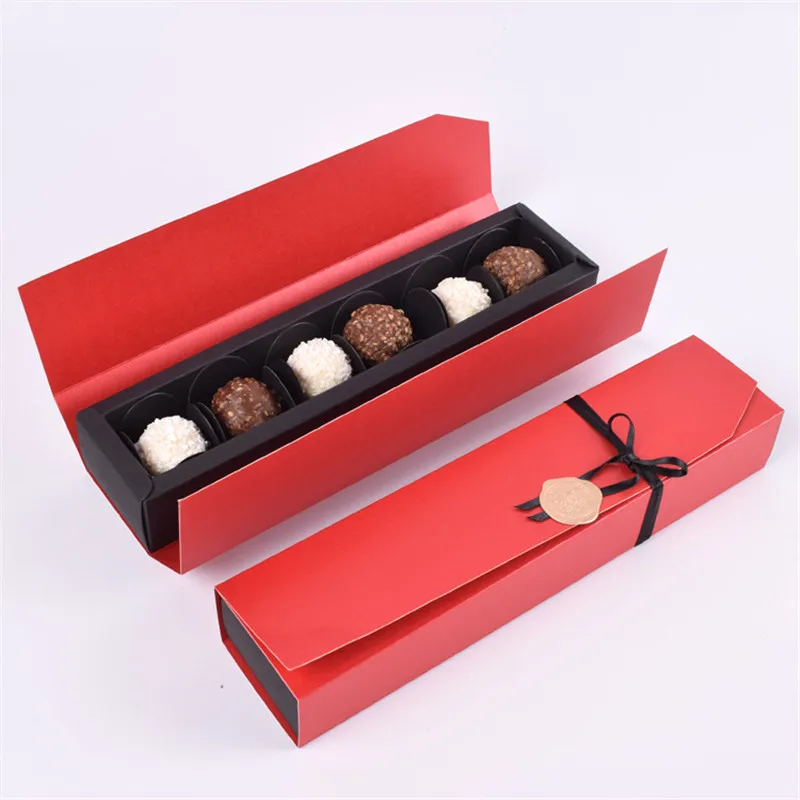 

100Pcs/Lot Black/Red Chocolate Paper Box Valentine's Day Christmas Birthday Party Chocolate Gifts Packaging Boxes