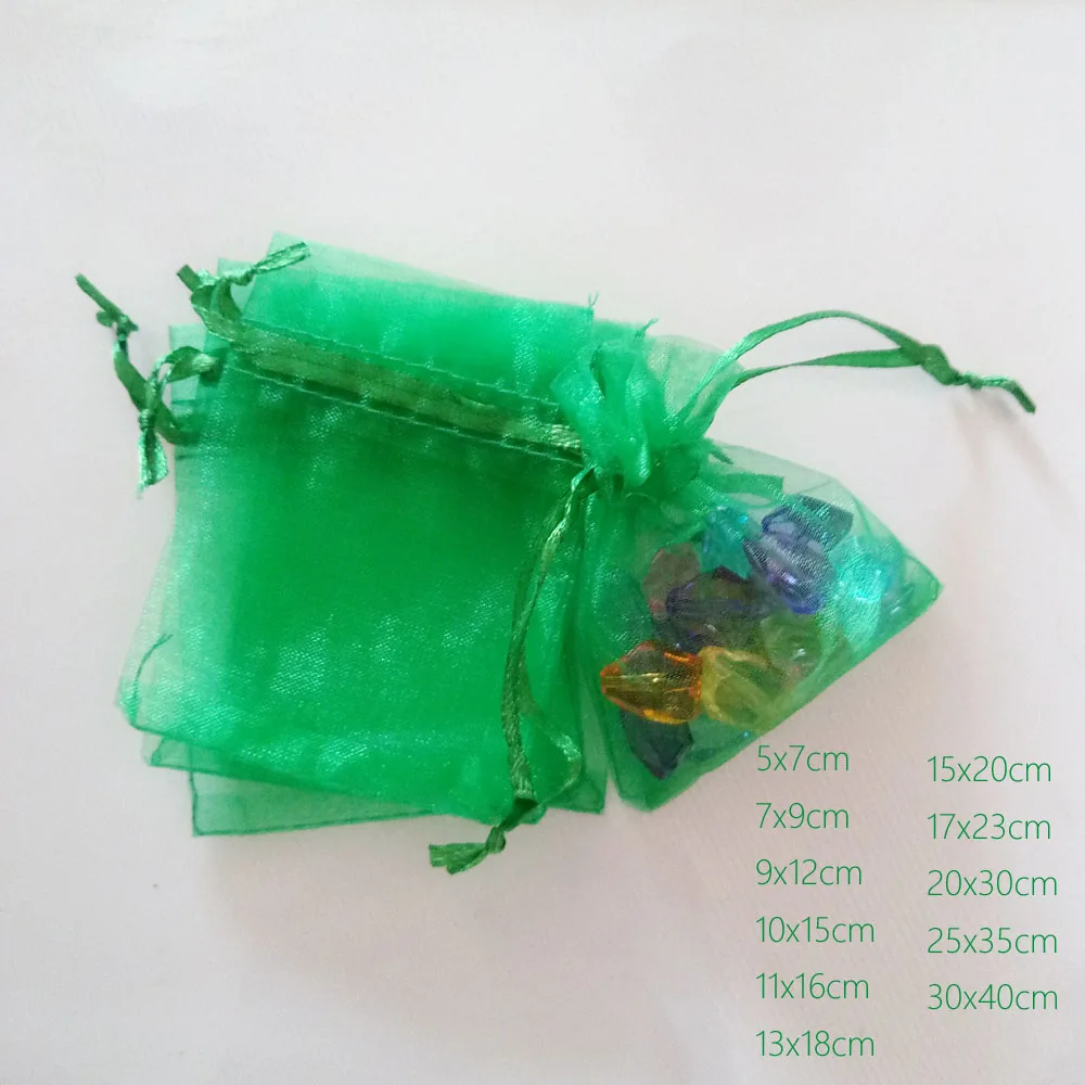 

1000pcs Grass Green Gift Bags For Jewelry Bags And Packaging Organza Bag Drawstring Bag Wedding/Woman Storage Display Pouches