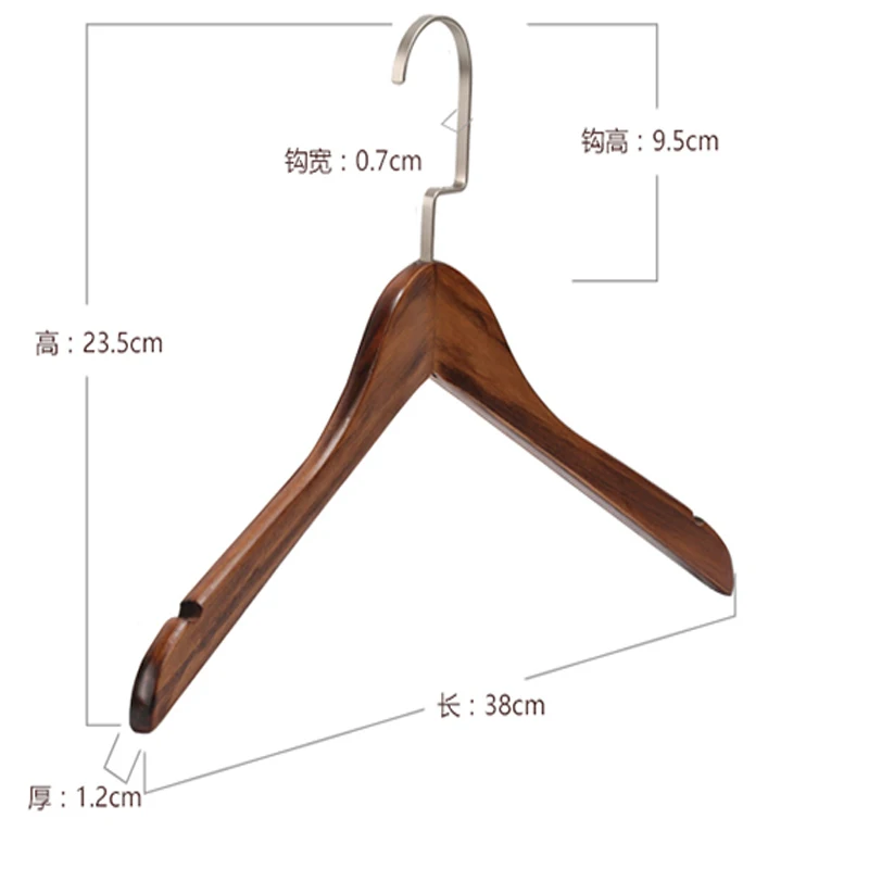 10pcs/lot 38CM/44.5cm Adult vintage solid wood clothes rack, high grade anti-skid and no scratches, men and women wooden hangers