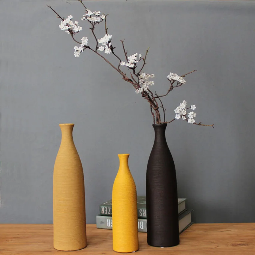 European Colorful Ceramic Vase Creative Tabletop Flower Bottle Wedding Gifts Office Home Decor Handicraft Furnishing Articles