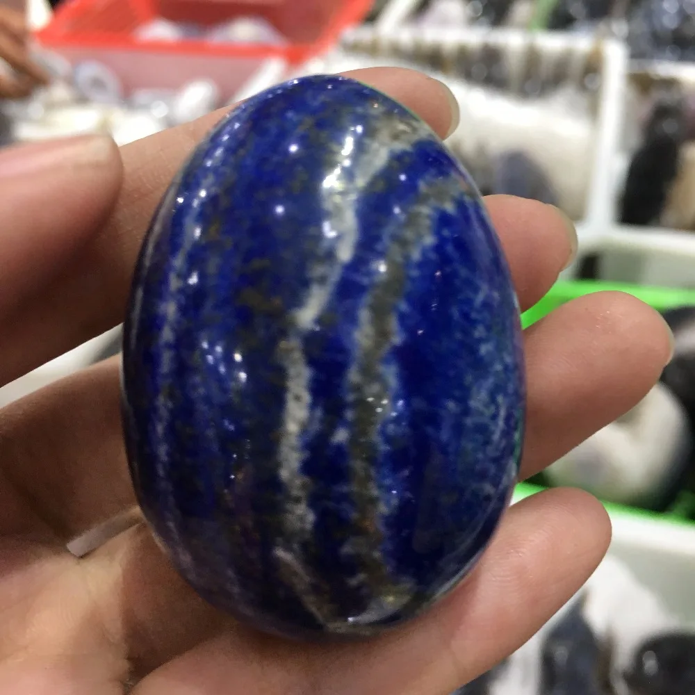 96g Natural Beautiful Lapis Lazuli Crystal Egg For Massage Collection