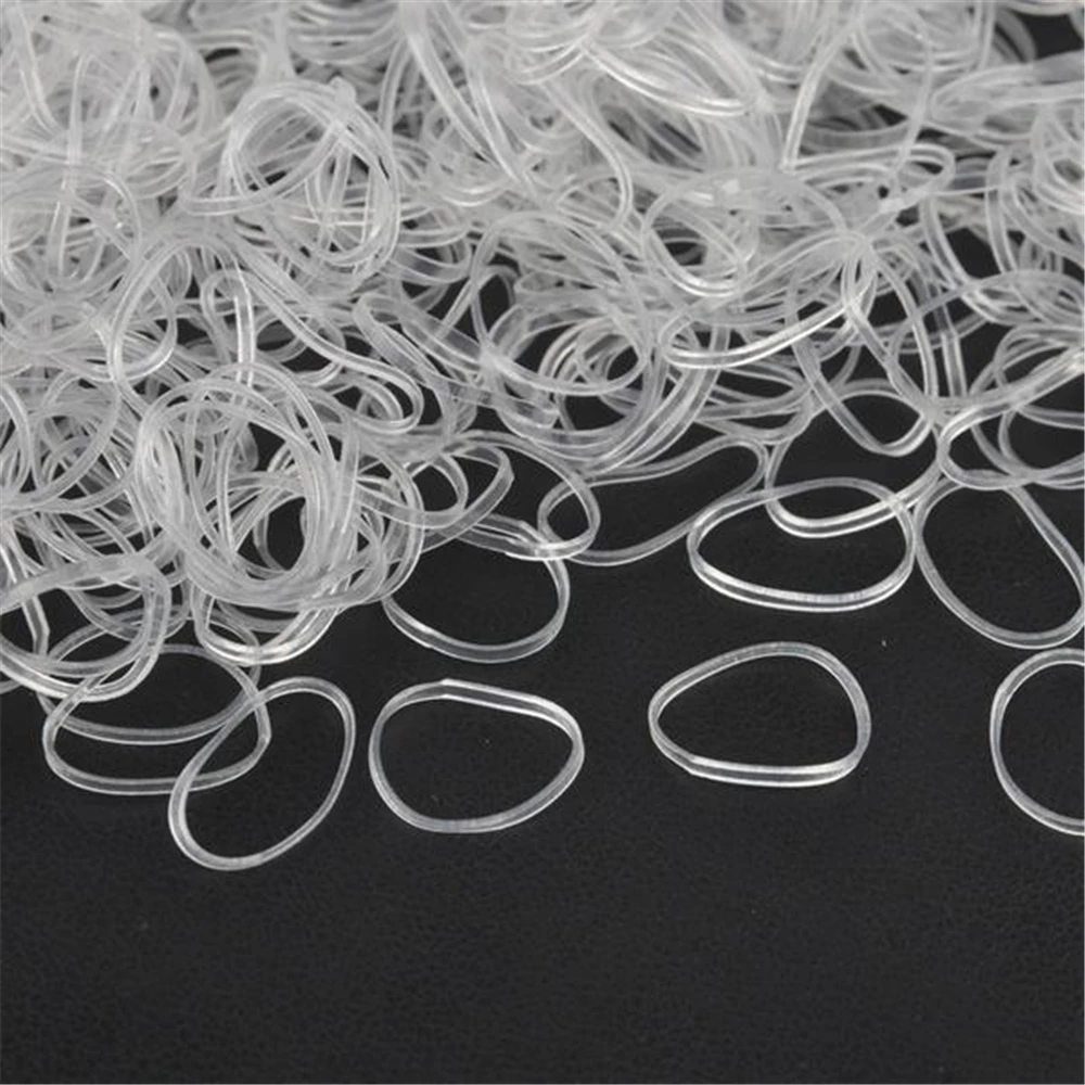 New 500pcs/pack Transparent Elastic Rubber Bands Gum Child Adult Hair Holders Tie Braids Hair Ring Ropes Hairstyle Accessories