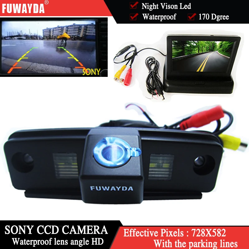 FUWAYDA WIRE parking car camera rear view buckup for sony ccd camera+4.3 inch foldble monitor for SUBARU Forester/Impreza Sedan