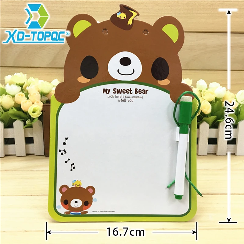 XINDI 24.6*16.7cm Kids Whiteboard Animal One Piece Cartoon Dry Wipe Cardboard Drawing Kid White Board Cute Hanging With Pen WB66