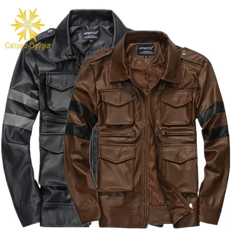 NEW Spring Fashion Patchwork Men's Coat Leather Quality Durable Overcoat Jacket Hot Mens Bomber Faux Leather Jackets COML15