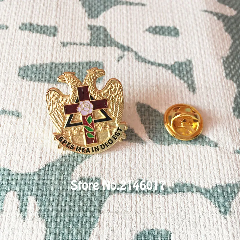 Masonic Masonry Freemason Enamel Brooches and Pins Scottish Rite Rose Croix Cross 32 Degree Lapel Pin Badge