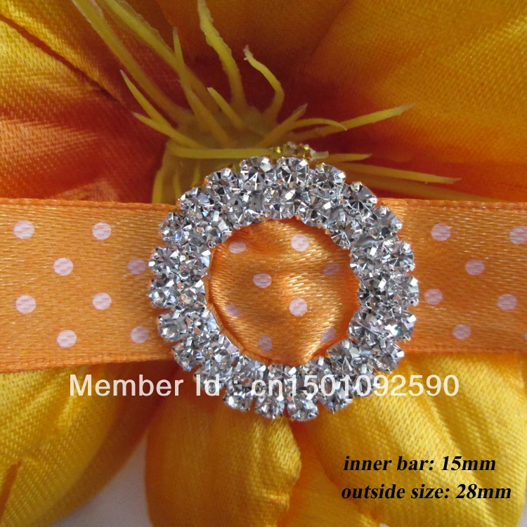 10pcs Round Diamante Rhinestone Buckle Chair Sash Ribbon Slider 15mm