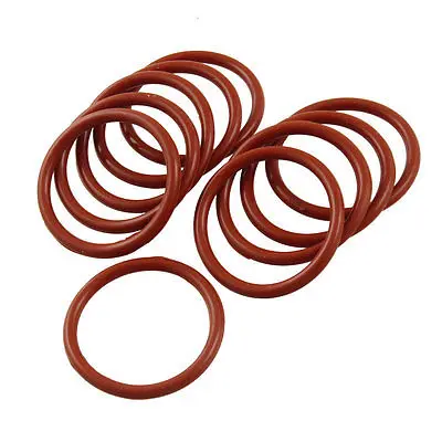 10 Pcs Brick Red Silicone O Ring Seal Gaskets 33mm x 40mm x 3.5mm