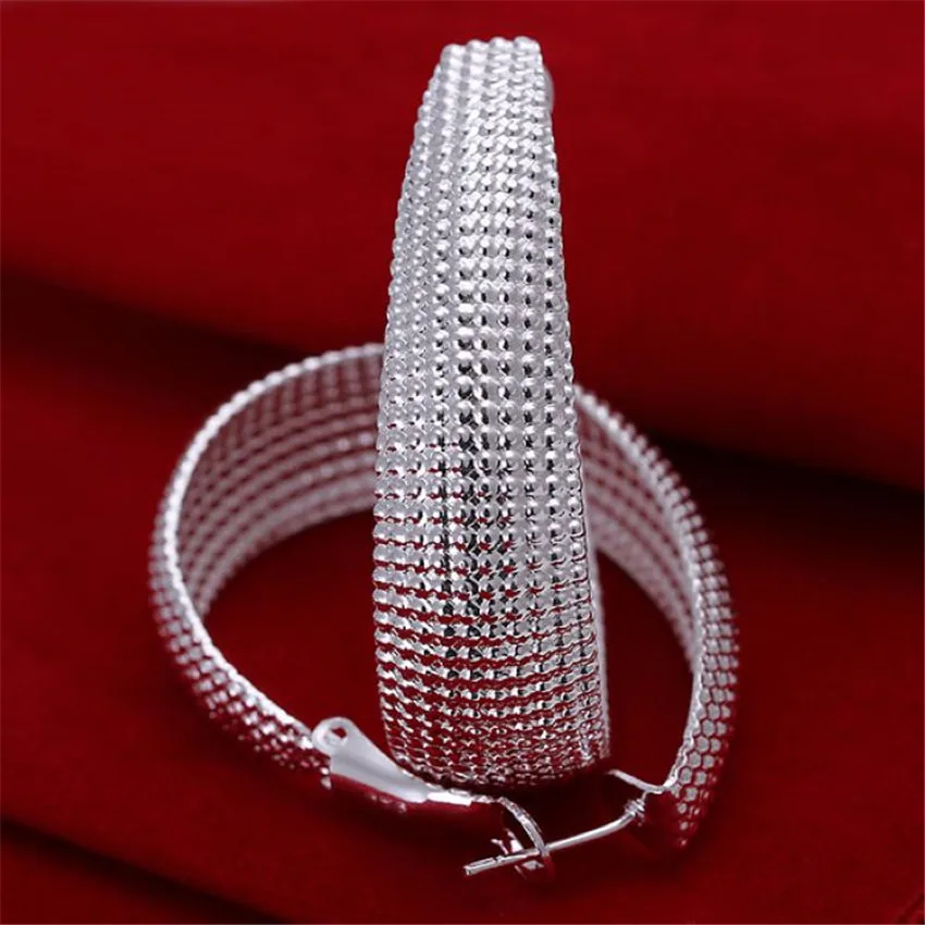 factory price E064 wholesale Beautiful cute hoop  silver color earrings high quality fashion classic jewelry antiallergic