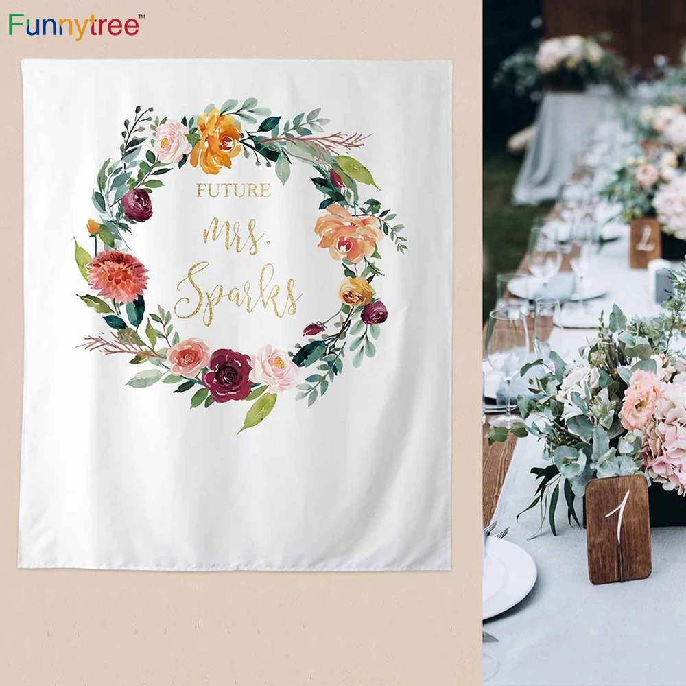 Funnytree theme photography background oil painting future flowers wreath wedding white personal customize camera backdrop