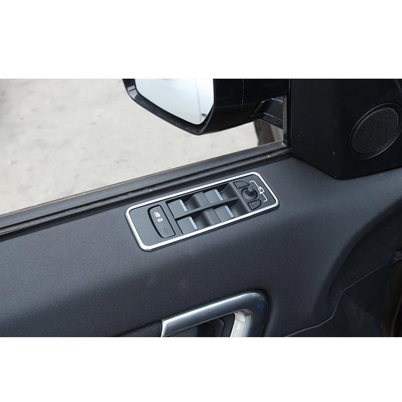 4pcs/Set Silver Car Door Window Switch Cover Trim High Quality ABS Plastic suitable For Land Rover Discovery Sport 2015-2018