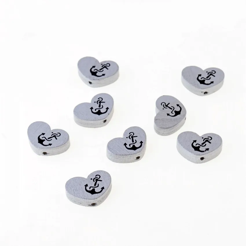 Free Shipping 20pcs Wooden Beads Lovely Anchor Heart Styles Spacer Beading Wood Beads Toys For Baby DIY Crafts Kids Toys 22x16mm