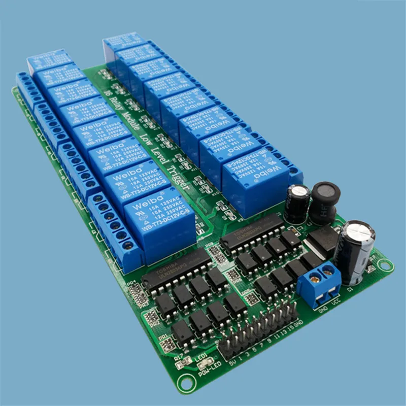 16 channel relay module low level trigger relay control panel with optocoupler DC5V DC12v FOR PLC automation equipment control