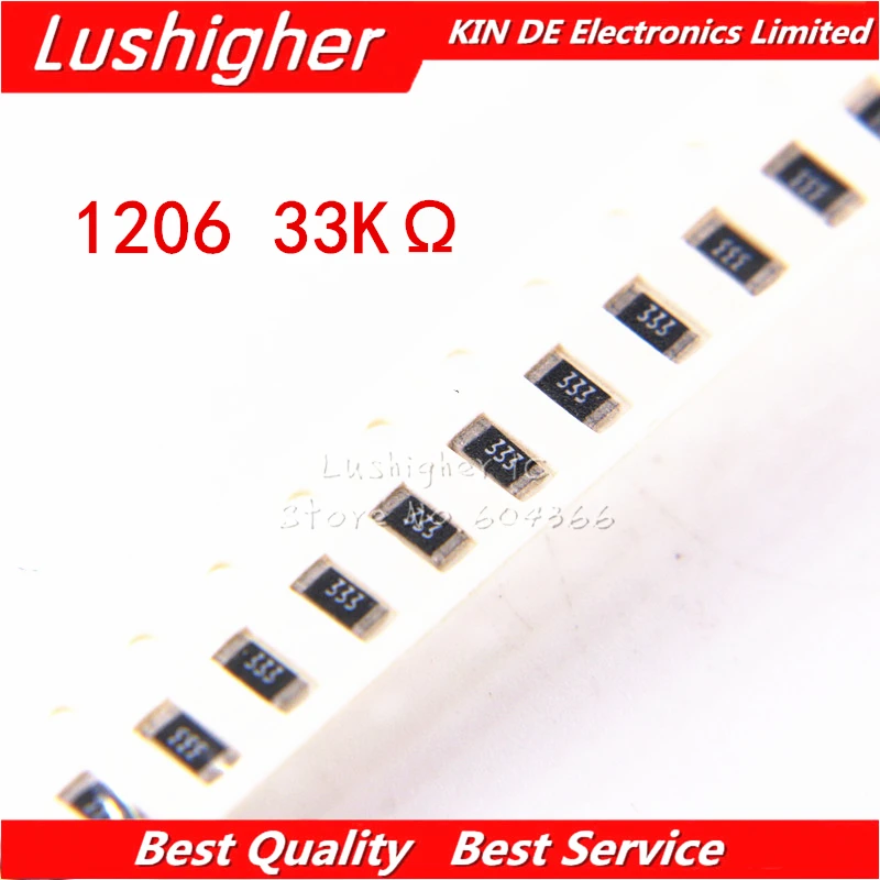 100PCS 1206 Résistance SMD 5% 33Kohm 333 33 Kohms