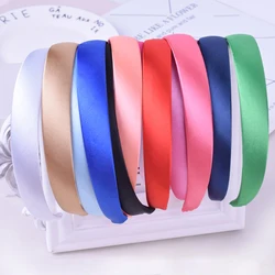 20 adet/grup 2 CM Geniş Şeker Renk Saten Kaplı Reçine Hairbands Çocuk Kız Katı Saten Saç Bantları DIY Kafa Bandı Saç Çember