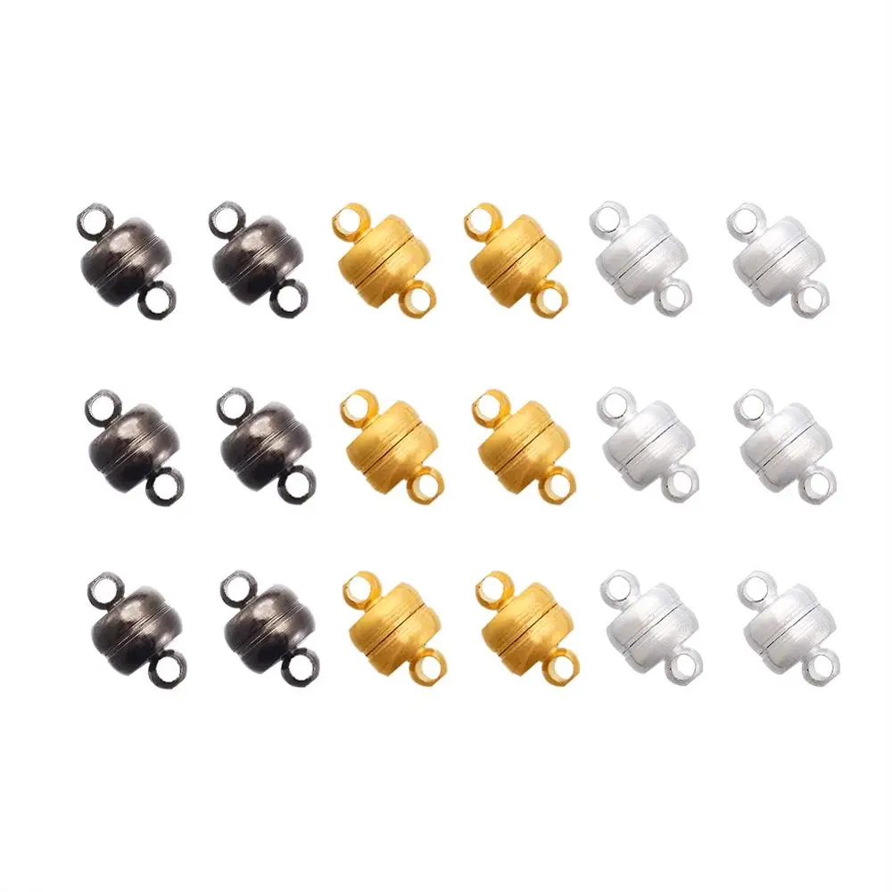 100 Sets Oval Brass Magnetic Clasps Metal Findings for Jewelry Making DIY Golden/Silver/Black/Antique Bronze 11x7mm, Hole: 1.5mm