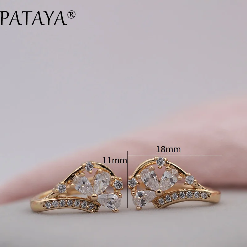 PATAYA New Micro Wax Inlay Red Green Water Drop Natural Zircon Dangle Earrings 585 Rose Gold Color Women Wedding Fine Jewelry