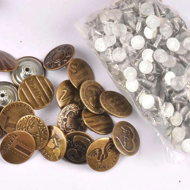 20Pcs/Set 17/20MM random mixed Metal Button High Quality bronze Jean Buttons Clothing sewing Accessories cp2173