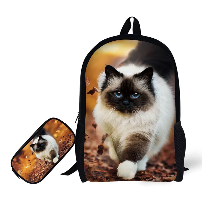 

Animal pet cat Printing Children Backpack+Pencil case for High School Backpacks for Primary school students Teenagers Mochila