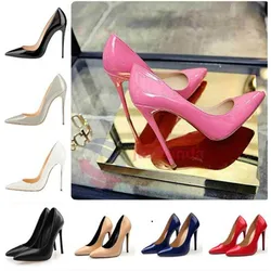 Sapatos femininos de salto alto 11cm, tacos, ponta fina, stiletto feminino, sexy, para casamento, sapatos, salto preto, tamanho grande 35 a 44