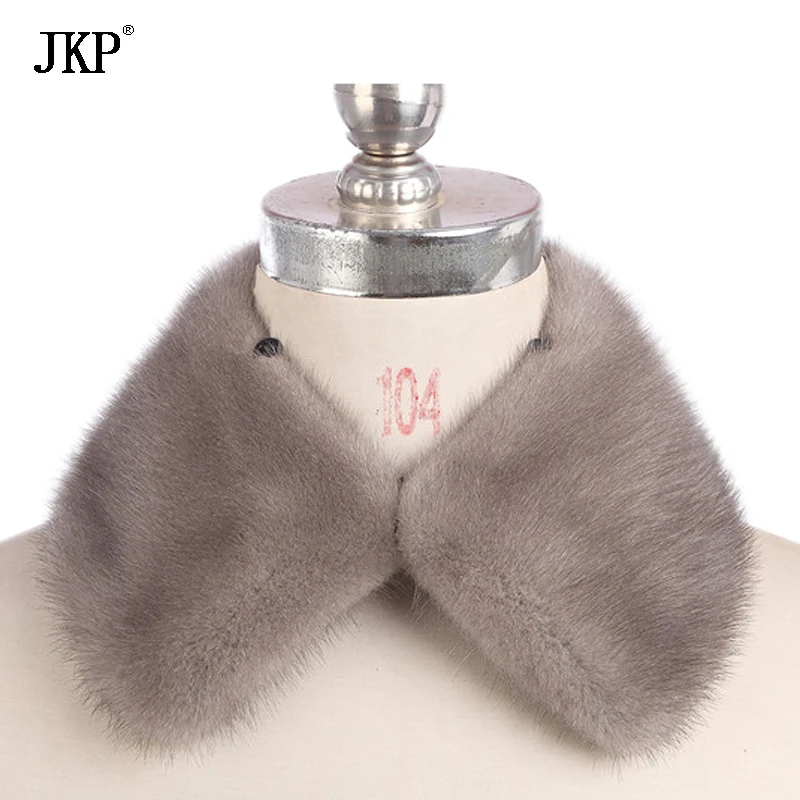JKP-bufanda de piel de visón Real para hombre y mujer, cuello de piel de visón Natural de punto, abrigo cálido, bufanda de piel de visón para