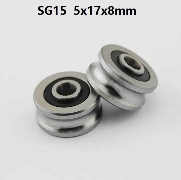 

20/50pcs/lot SG15 5x17x8 mm U groove roller bearing roller wheel pulley ball bearing guide track embroidery machine bearing