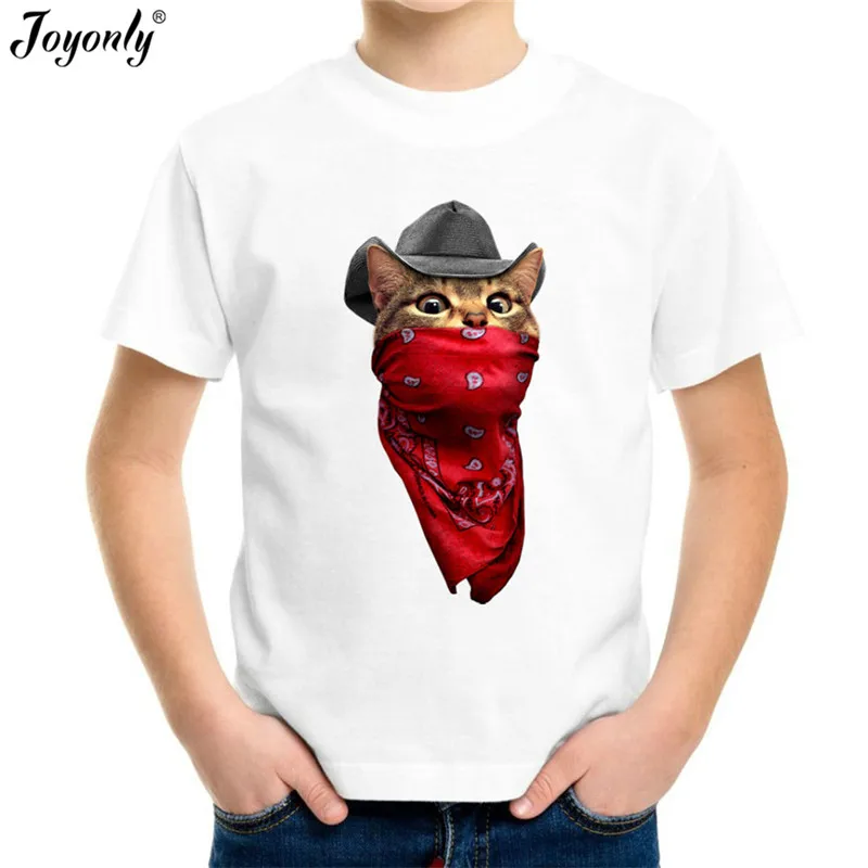 Joyonly 2018 Kids 3d T-shirt Boys Girls Mr Cat Red Mask Print Children Lovely T shirt Baby Cool Summer Clothes Tops 4-11 Years