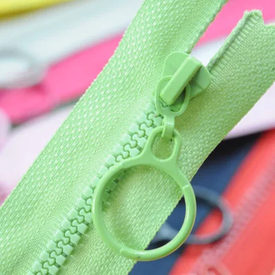 14 colors Mix 3# resin zipper 25cm/60cm Candy colors zippers round ring zipper slider for DIY Sewing Bag garment accessories