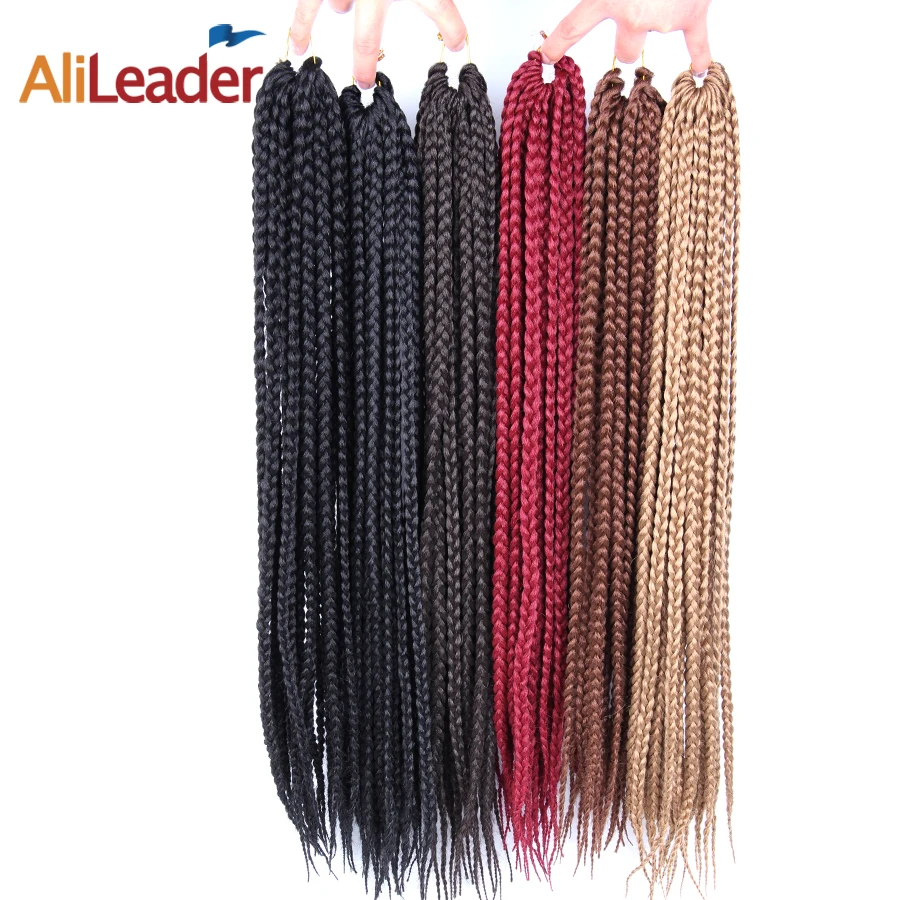 AliLeader sintético 12 16 20 24 30 pulgadas 22 hebras/paquete de trenzas de ganchillo Ombre trenzado de pelo caja de ganchillo trenzas extensión de