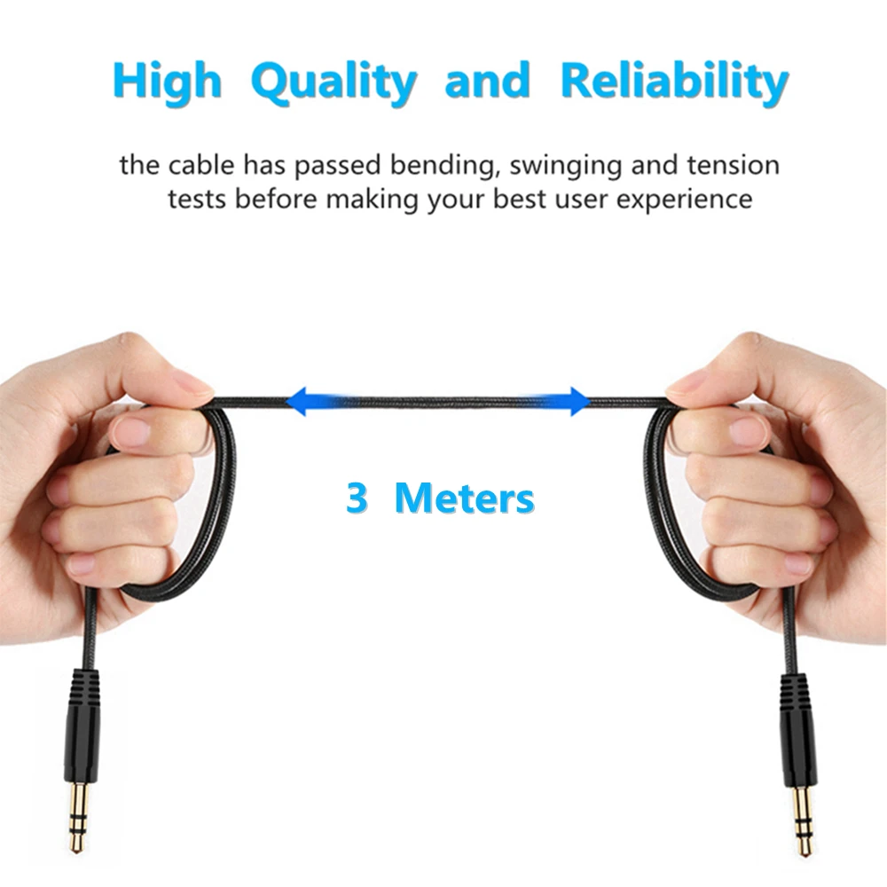 3M 10ft Jack 3.5mm Earphone Extension Cable Female to Male F/M Headphone Stereo Audio Cable AUX Cord for Speaker Phone MP3