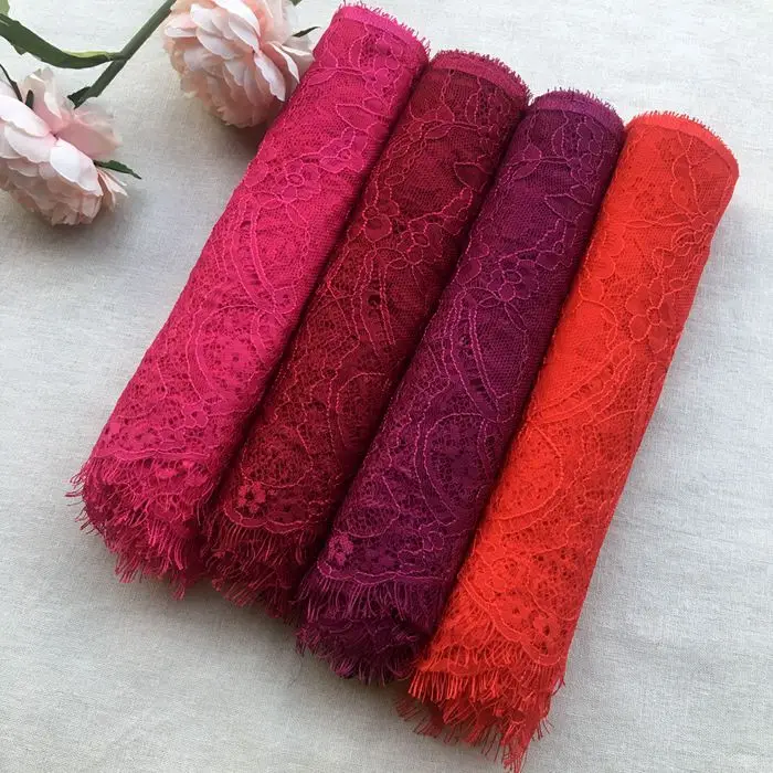 6Meters/lot 27cm width Eyelashes lace trim flower Unilateral wave lace fabric handmade diy clothes accessories