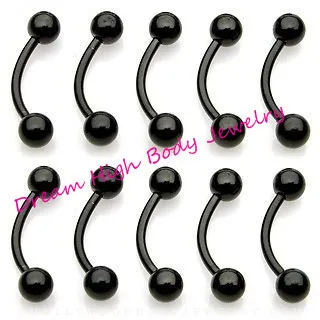 Black Eyebrow Ring Curved 16G Vacuum Titanium Nose Ring Eyebrow piercing Lip Stud Fashion Body Piercing Jewelry