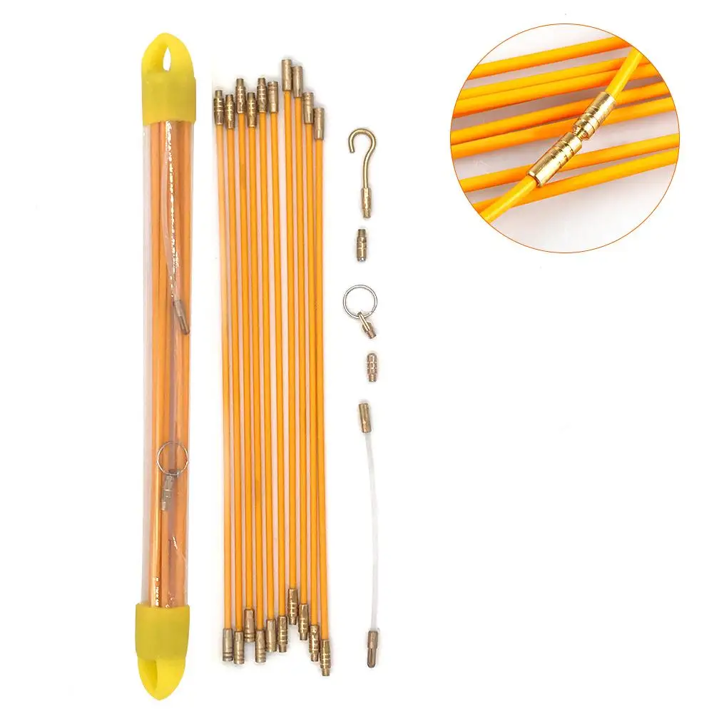 10pcs/set 33cm Diameter 16mm Fiberglass Wire Cable Running Rods Fish Pulling Wire Holder Kit Electrical Wires With Hooks