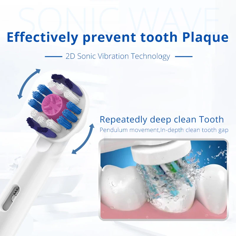 Oral B-EB18 Replacement Brush Heads, 3D White, Quick Teeth Whitening, Remover Placa Dente, Oral Clean, Escova de Dentes Elétrica