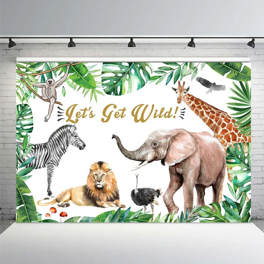 

Newborn Baby Shower Party Banner for Decoration Backdrop Wild One Animals Happy Birthday Lion Photo Background