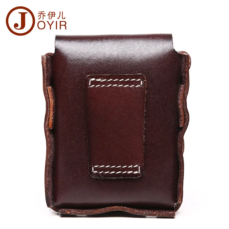 JOYIR 2023 Men\'s casual fashion waist packs Vintage Genuine leather cigarette case box case Gift packet to wear a belt K010
