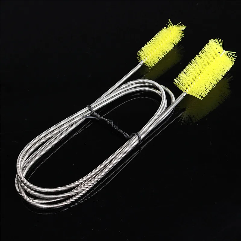 1.55M Metal And Plastic Flexible Pipe Tube Cleaner Tool Double Head Brush Aquarium Filter Pump Pipe Yellow/White