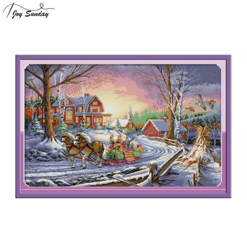 Joy Sunday Cross Stitch Landscape Homeland 14 ct 11 ct Aida Fabric DMC Printed Canvas Crossstitch Thread Needles Embroidery Kit