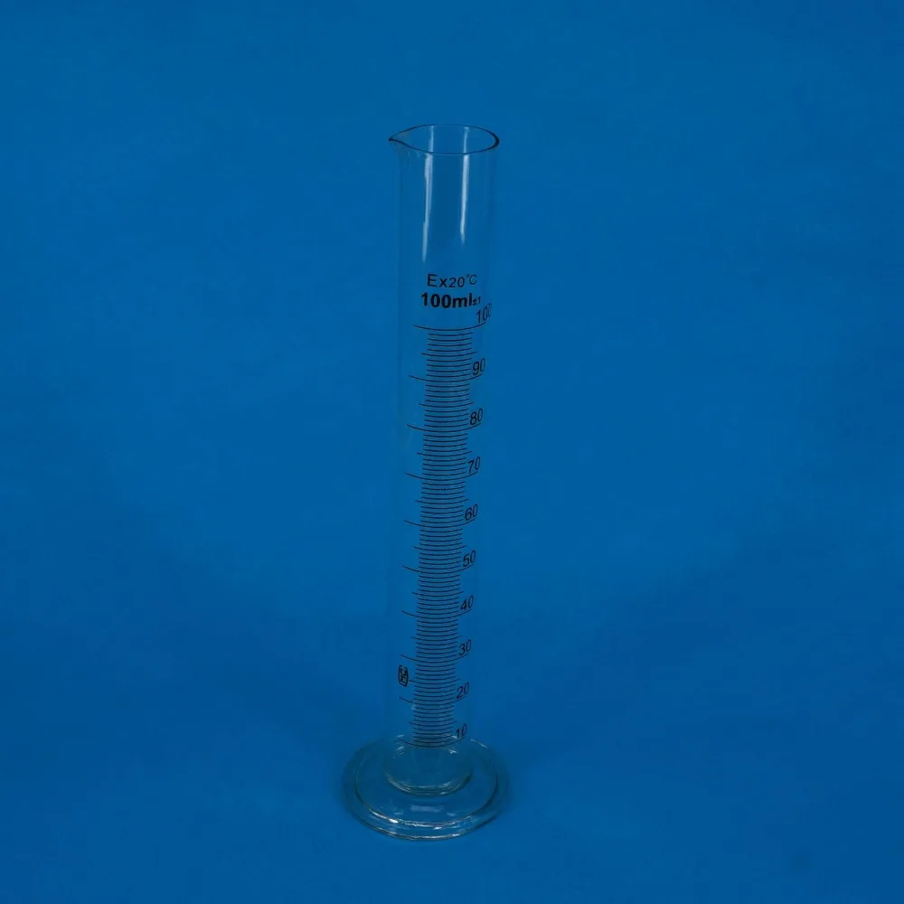 100ml Lab Glass Graduated Measuring Cylinder 110mm Height With Spout Glassware