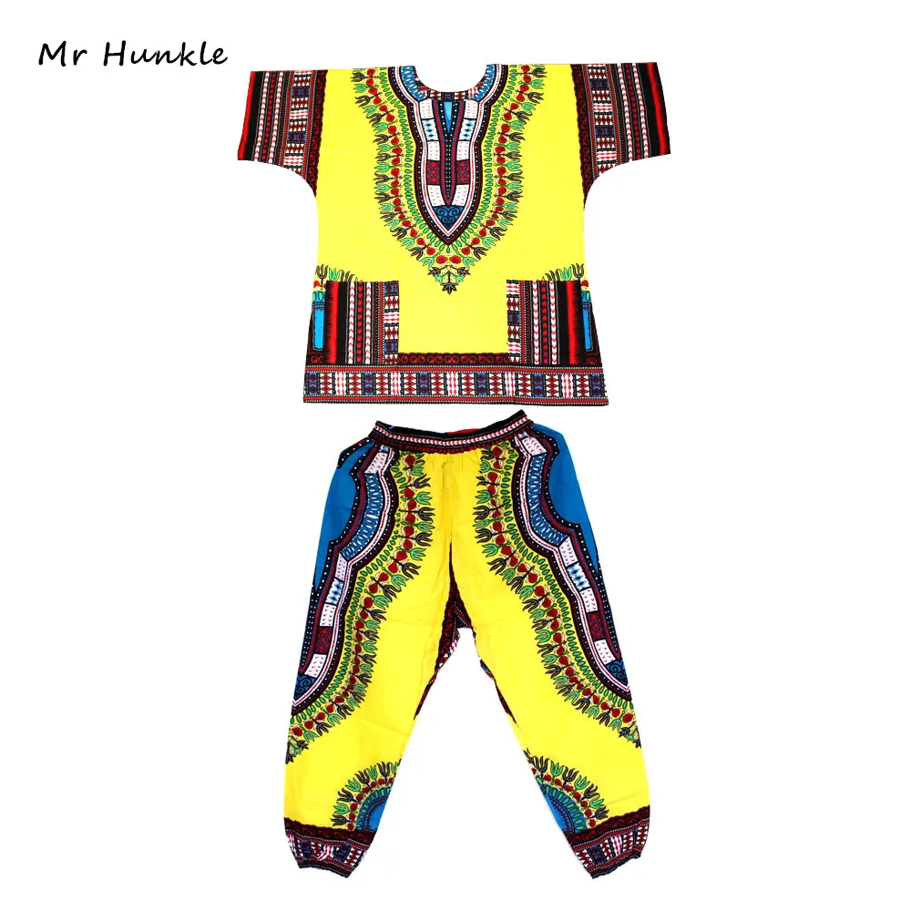 Mr Hunkle Fashion Design Dashiki Set African Printted Dashiki Dress and Pants for Women and Men